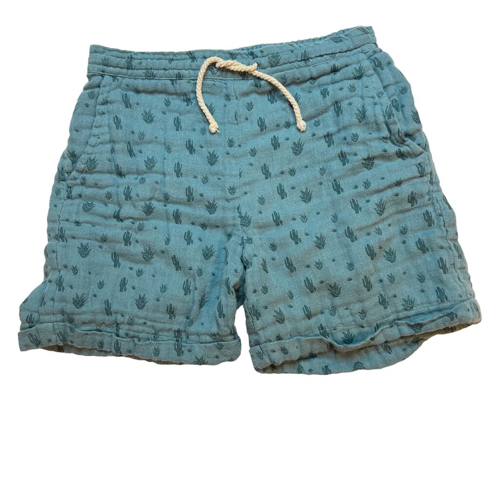 Lousie Misha Shorts 5 Year Blue Cactus Print Elastic Waist Pull On